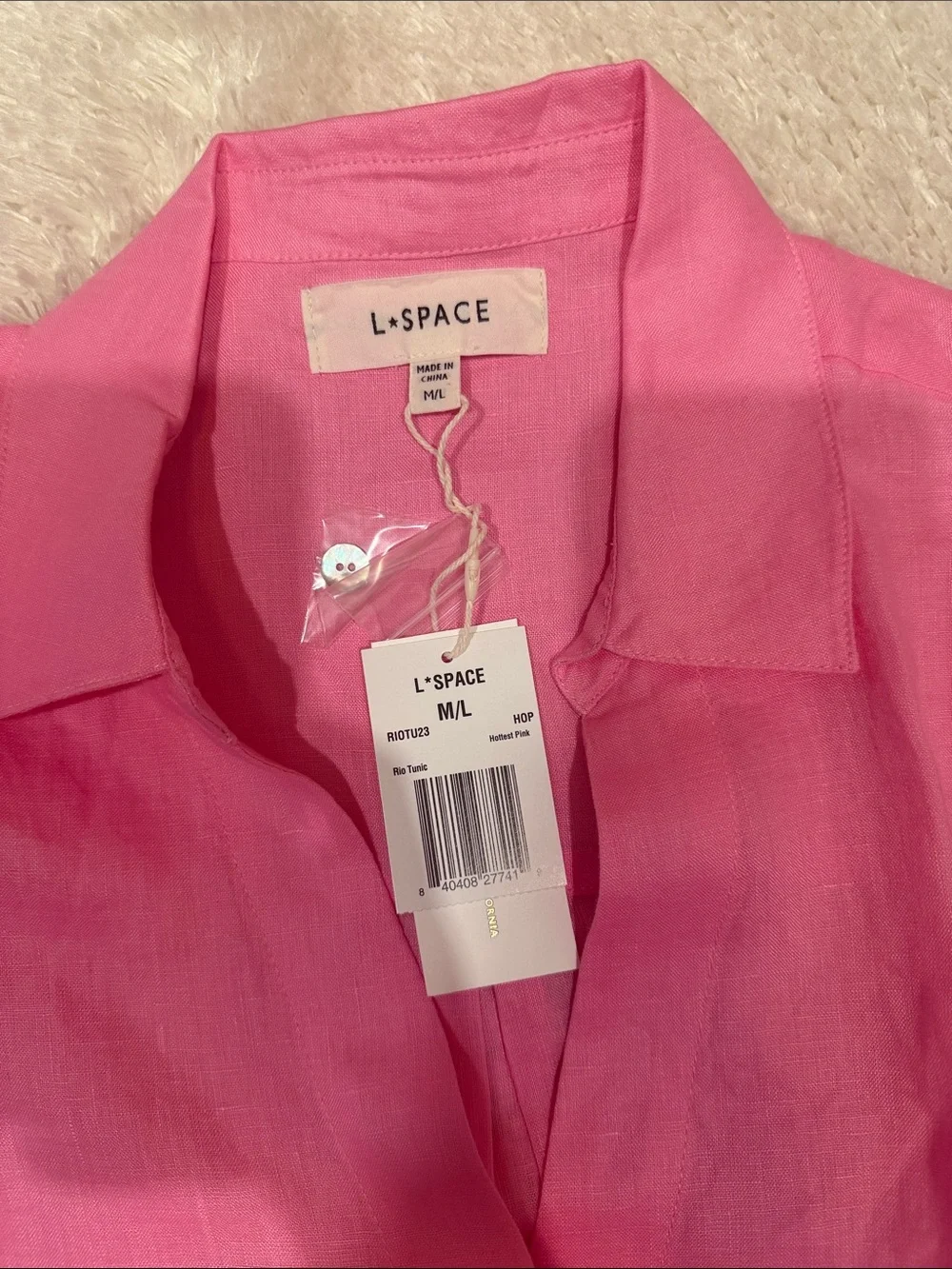 l*space Hot Pink Lightweight Button-Up Swim Coverup